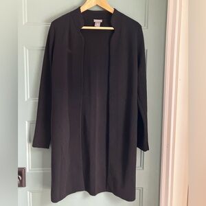 Ann Taylor long cardigan black decorative edging size small